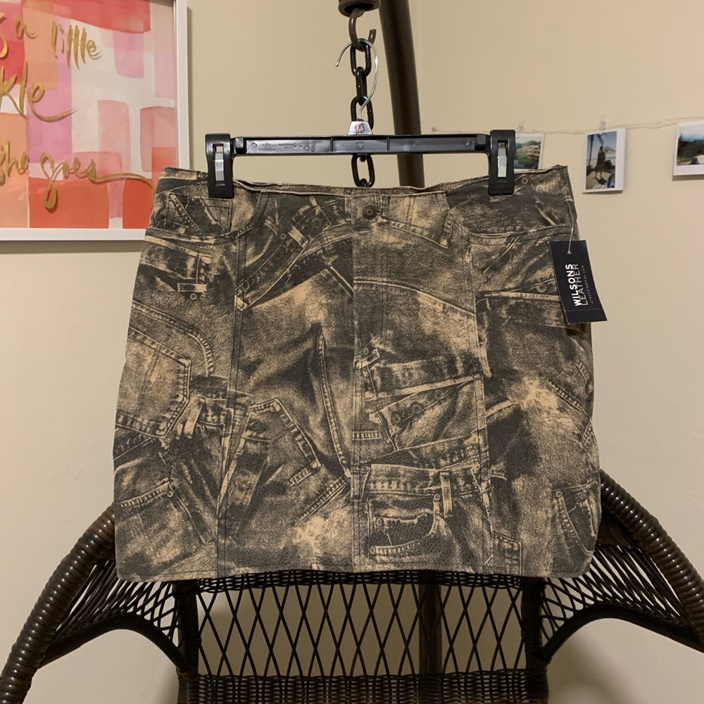 Wilson’s Leather Jean pocket print mini skirt